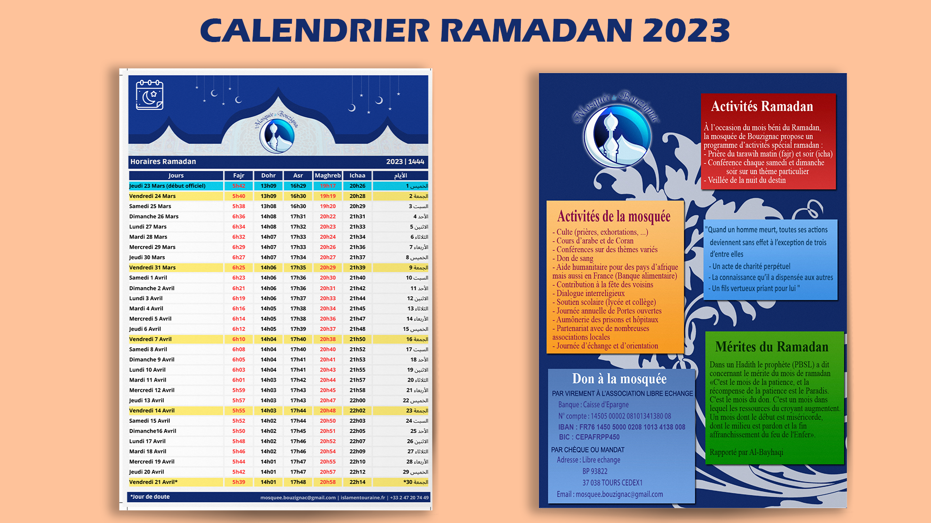 Calendrier ramadan et horaires de prière uniques pour 35 mosquées du Rhône